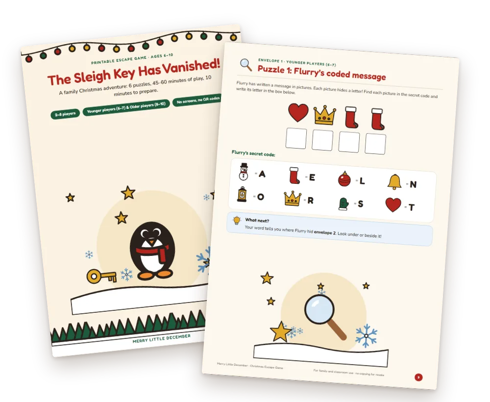 Christmas Escape Game: The Sleigh Key Has Vanished! and its torn-map puzzle